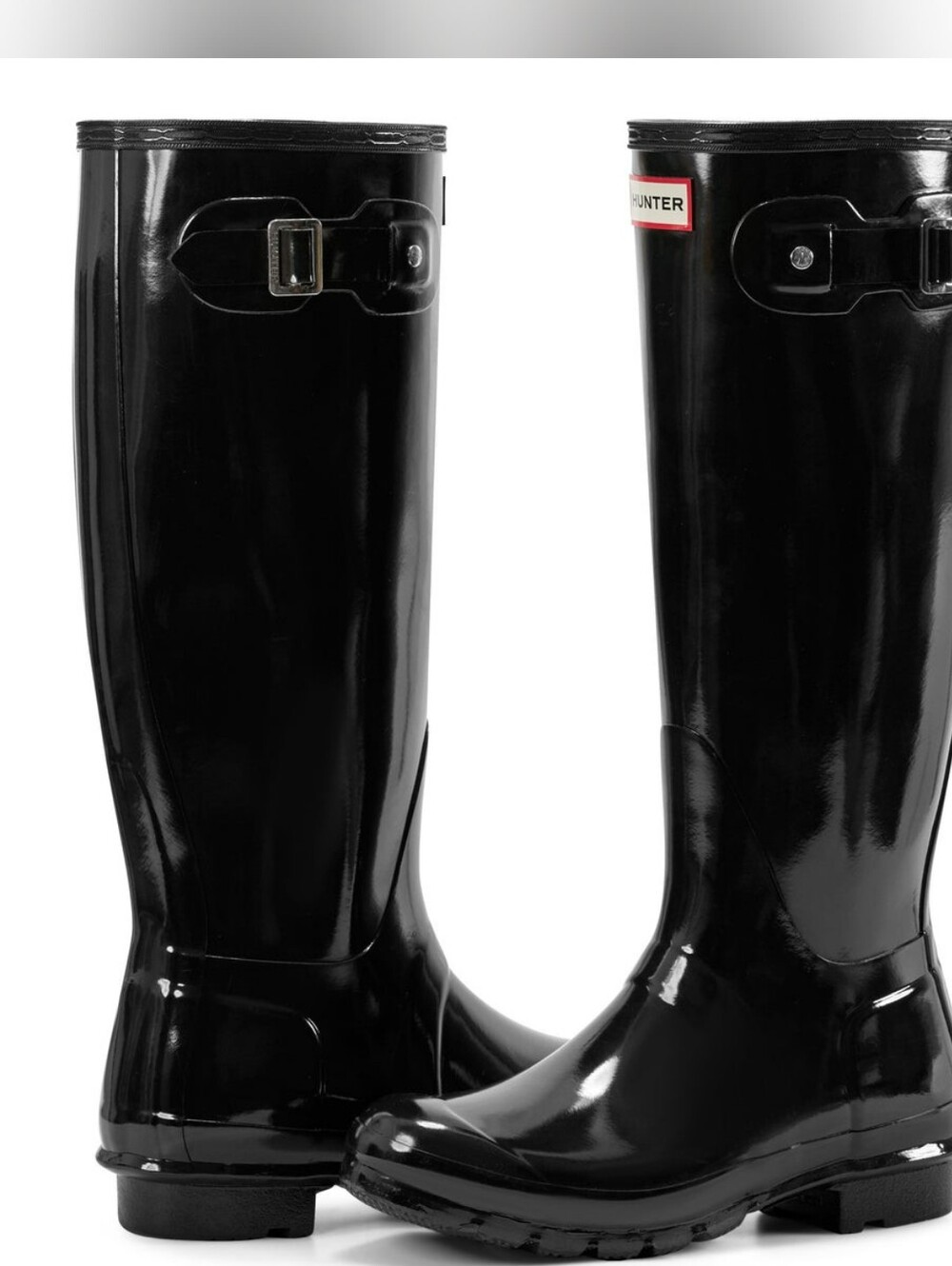 Hunter Glossy Tall Rain Boots in Fancy Black